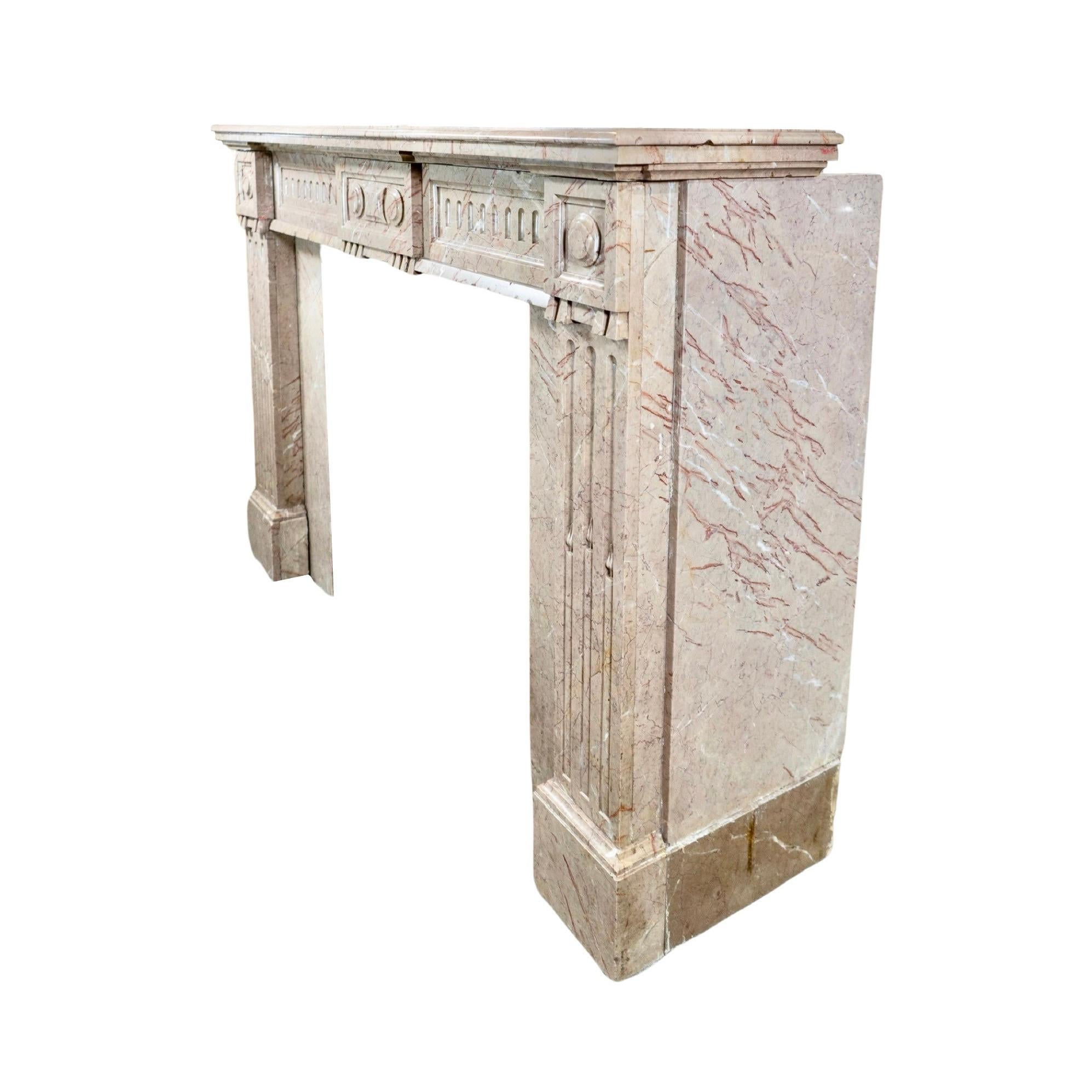 Hand-Carved French Brignoles Marble Mantel For Sale