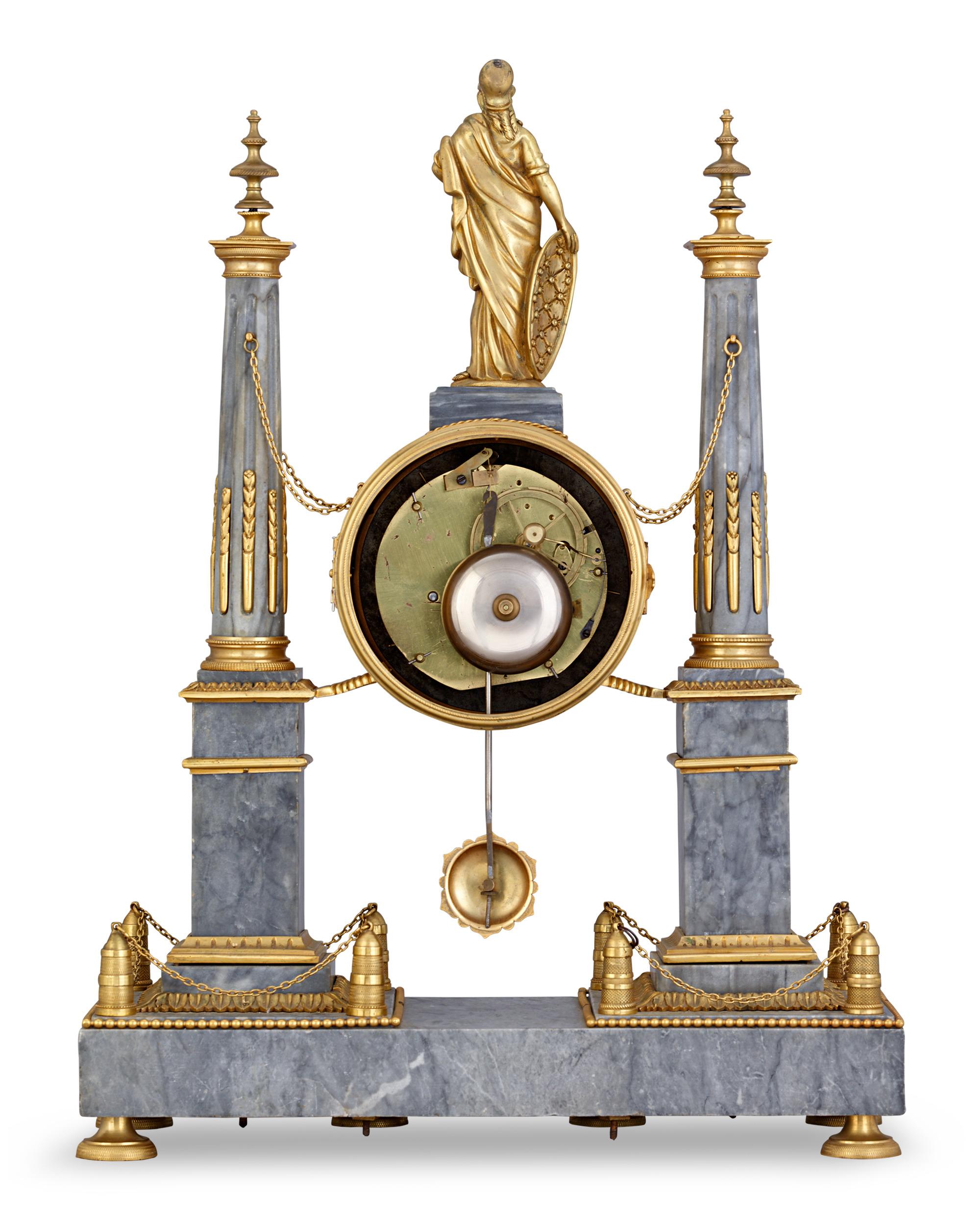 Kaminuhr aus Marmor im Stil Louis XVI. von Jean-Nicolas Schmit (Neoklassisch) im Angebot