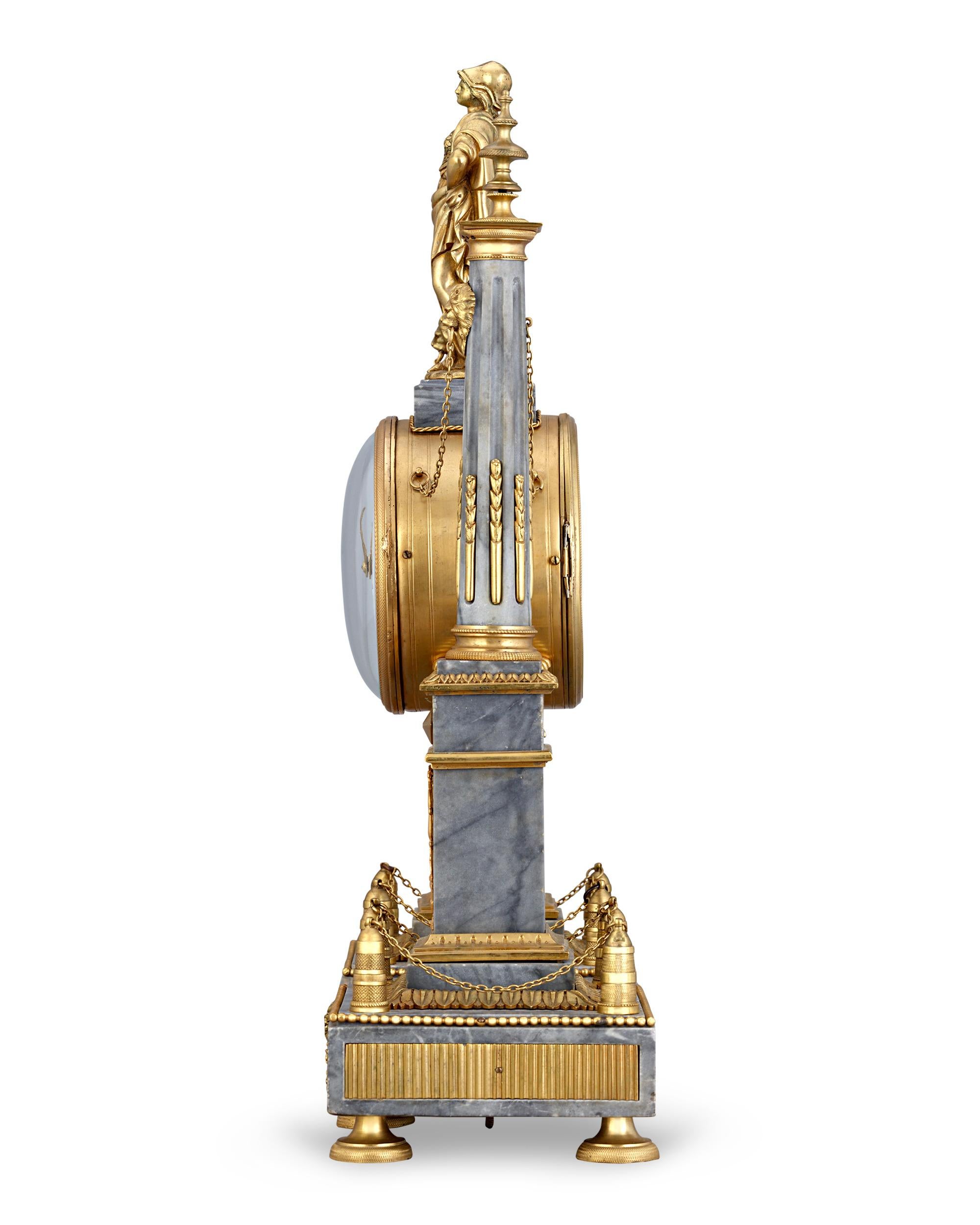 French Louis XVI Marble Mantle Clock by Jean-Nicolas Schmit For Sale