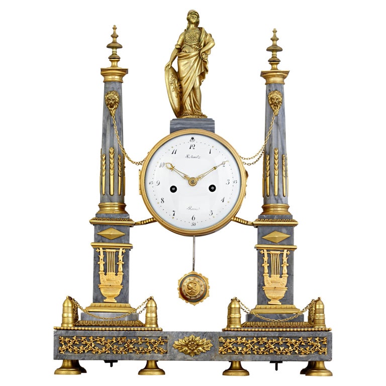 Louis XVI Marble Mantle Clock by Jean-Nicolas Schmit For Sale