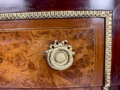 Louis XVI Marble-Top and Bronze Demilune Commode Chest