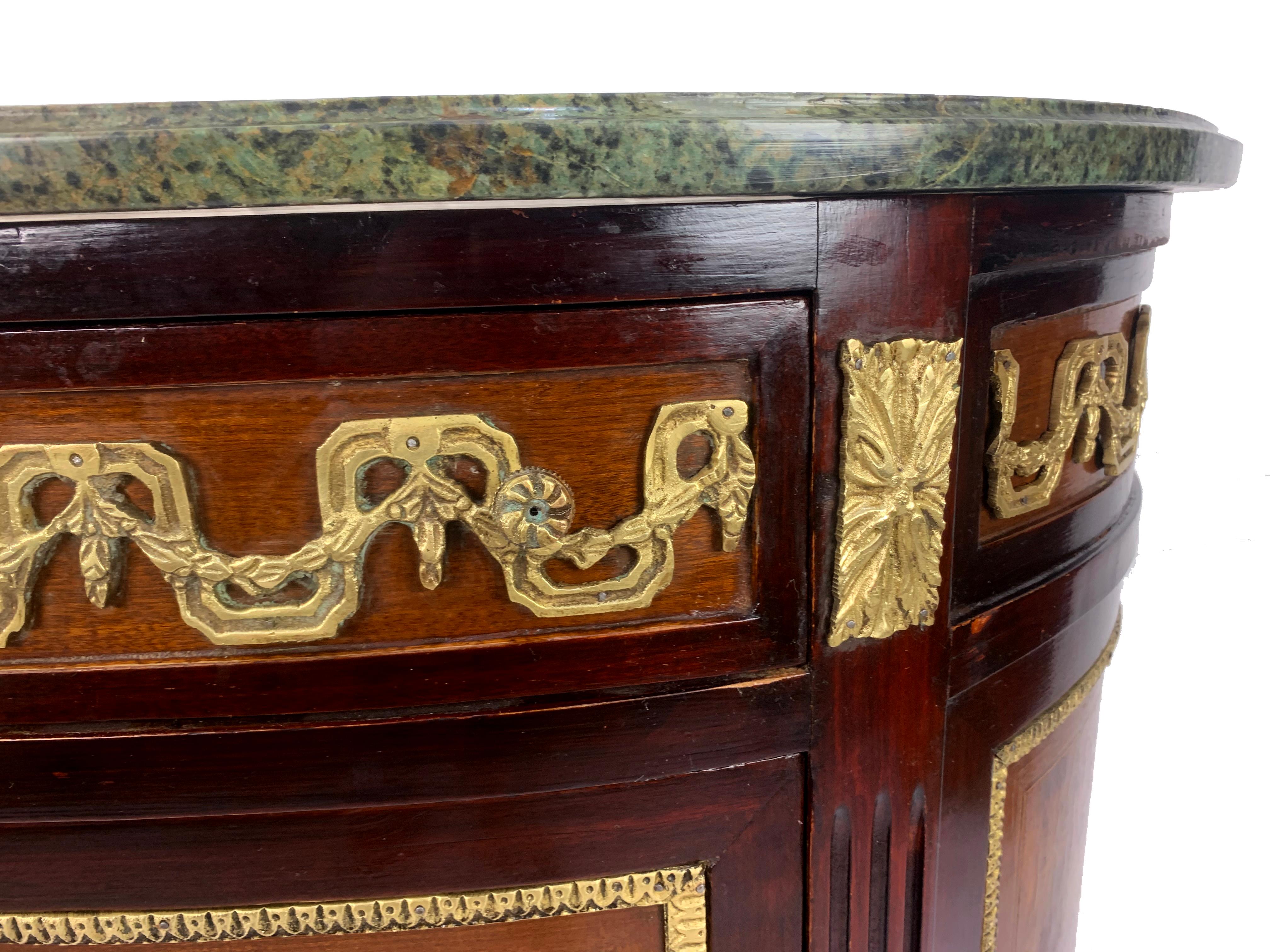 Louis XVI Marble-Top and Bronze Demilune Commode Chest 3