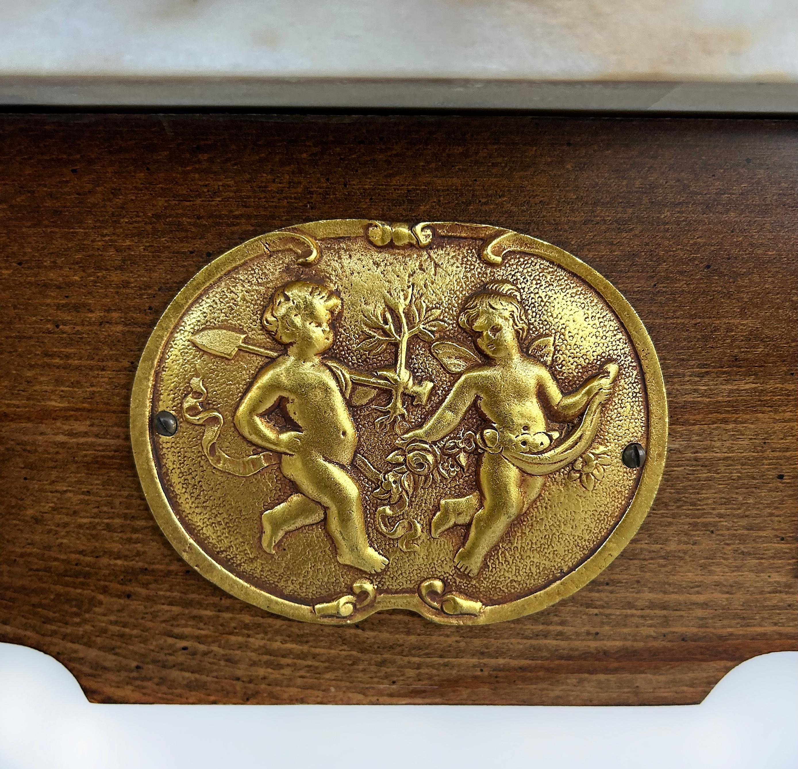 Louis XVI Marble Top Console Table, Gilt Bronze, Porcelain Hand-painted Plaques en vente 7