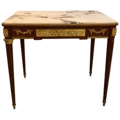 Louis XVI Marble-Top French Bronze Mounted Center Table Linke Manner