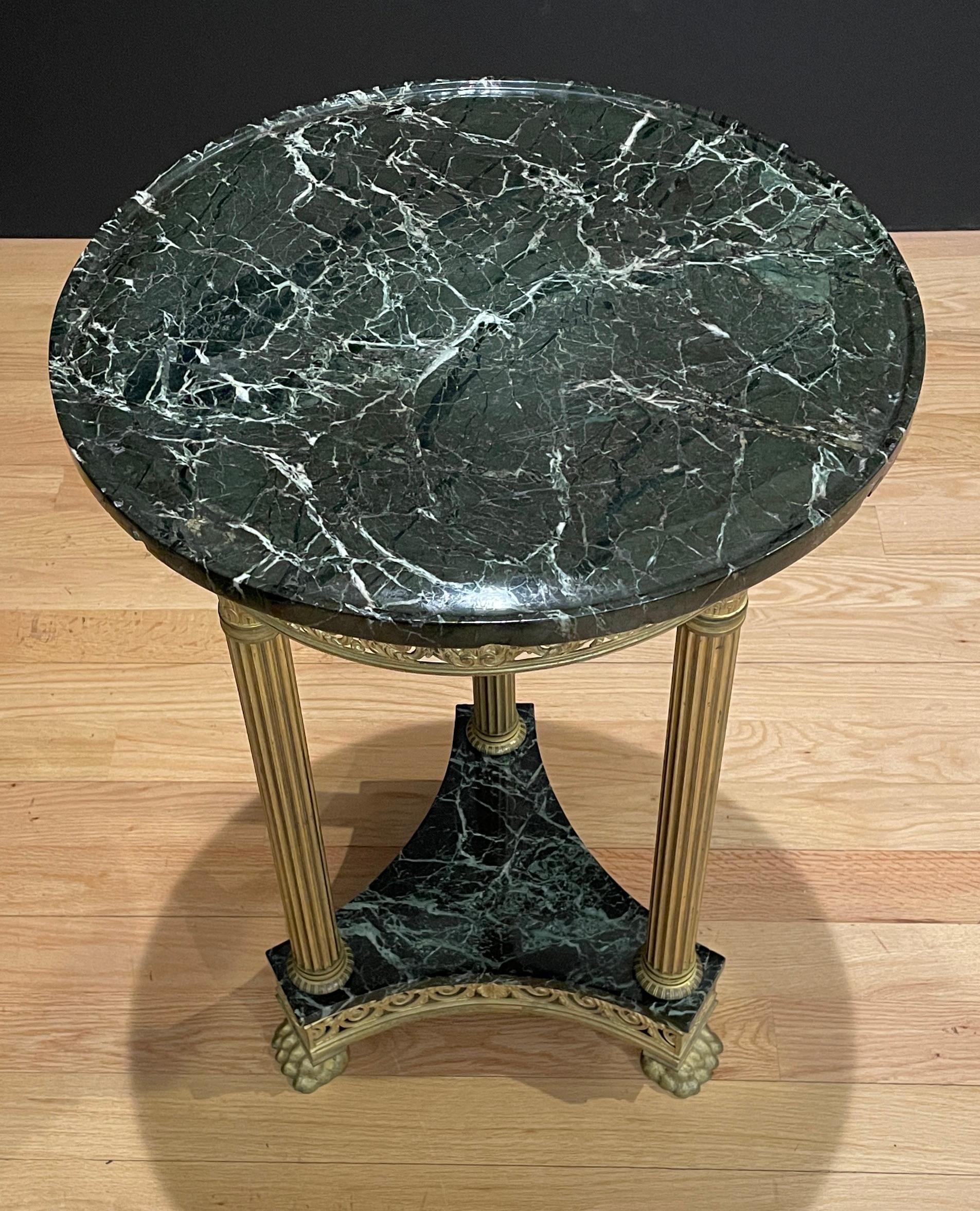 French Louis XVI Marble Top Gilt Bronze Geuridon