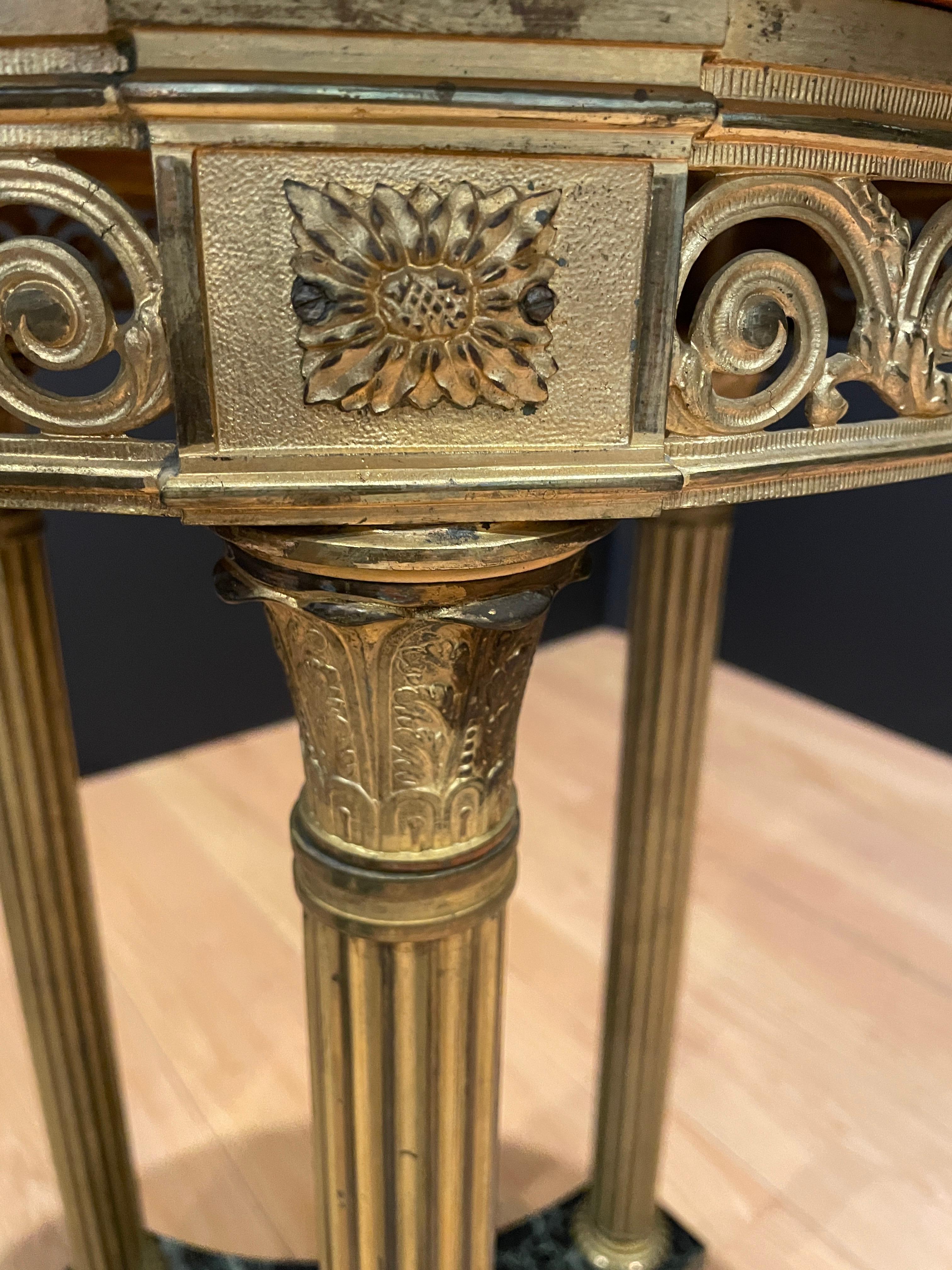 19th Century Louis XVI Marble Top Gilt Bronze Geuridon