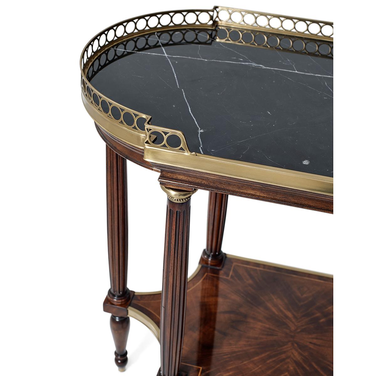 Brass Louis XVI Marble Top Lamp Table For Sale