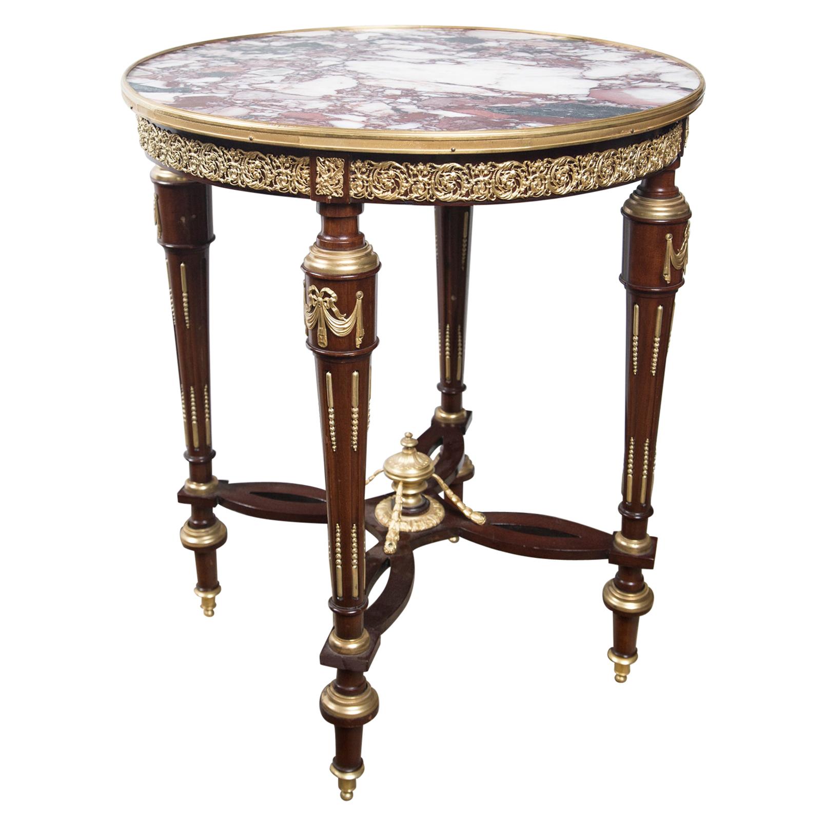 Louis XVI Marble Topped Center Table, End Table or Gueridon For Sale
