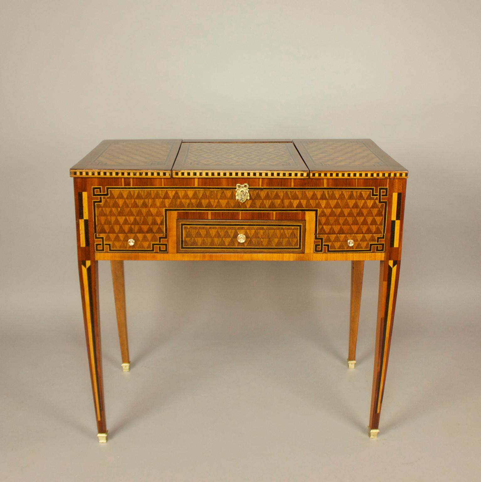 Late 18th Century 18th Century Louis XVI Geometrical Marquetry Dressing Table or 'Perruquiere'