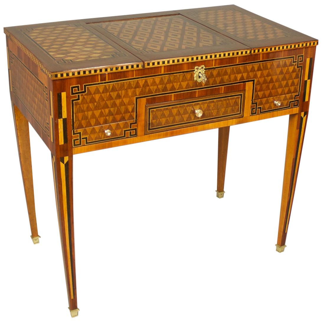 18th Century Louis XVI Geometrical Marquetry Dressing Table or 'Perruquiere'