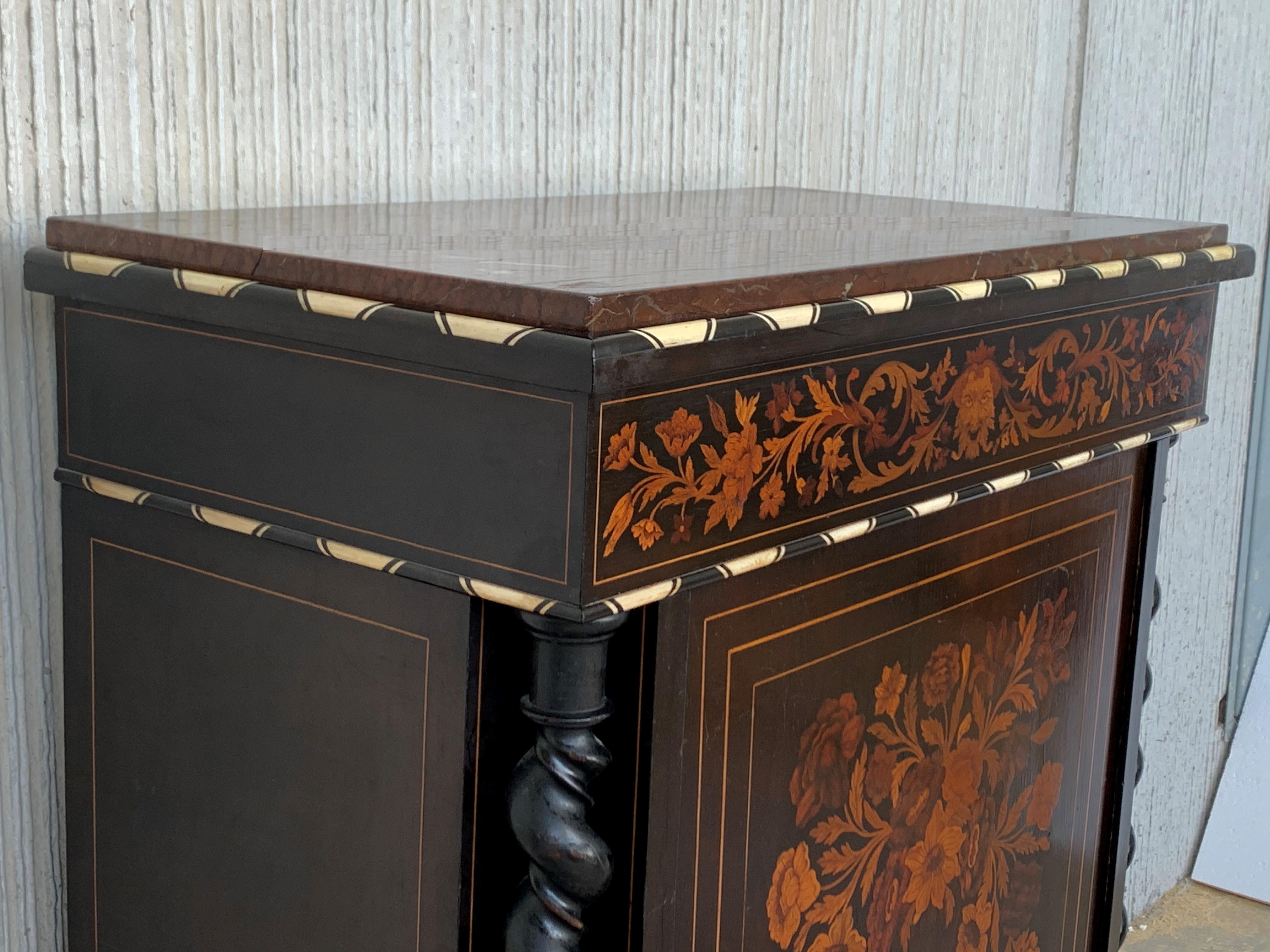 19th Century Louis XVI Marquetry and Inlays Cabinet in the Manner of Daniel Deloose