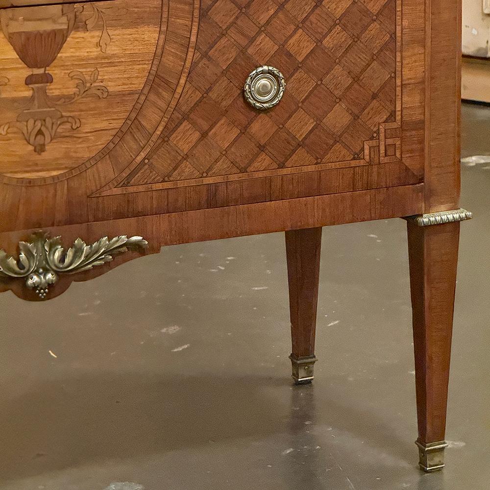 Louis XVI Marquetry Marble Top Commode with Bronze Mounts For Sale 5