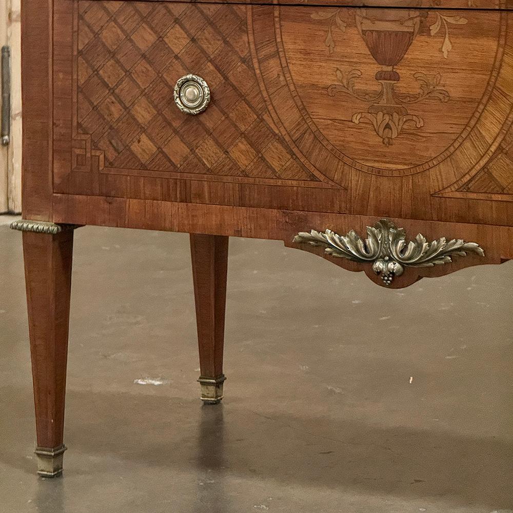 Louis XVI Marquetry Marble Top Commode with Bronze Mounts For Sale 9