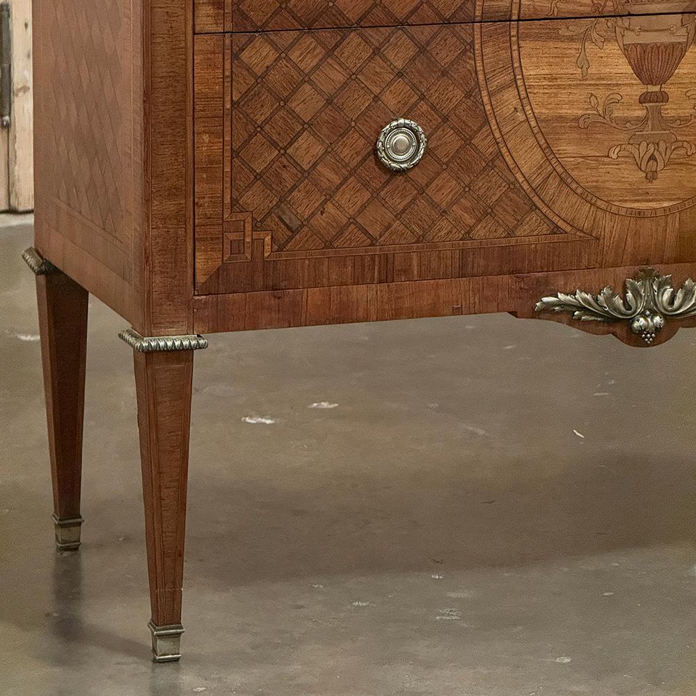 Louis XVI Marquetry Marble Top Commode with Bronze Mounts For Sale 2