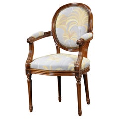 Louis XVI Medallion Armchair, Handcrafted in France – Beechwood