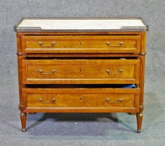 Louis XVI Medium Sized French Marble Top Foyer Chest Commode Nightstand C1930