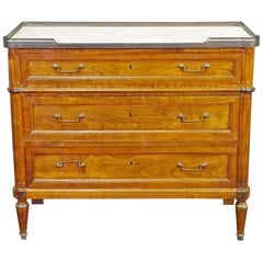 Louis XVI Medium Sized French Marble Top Foyer Chest Commode Nightstand C1930
