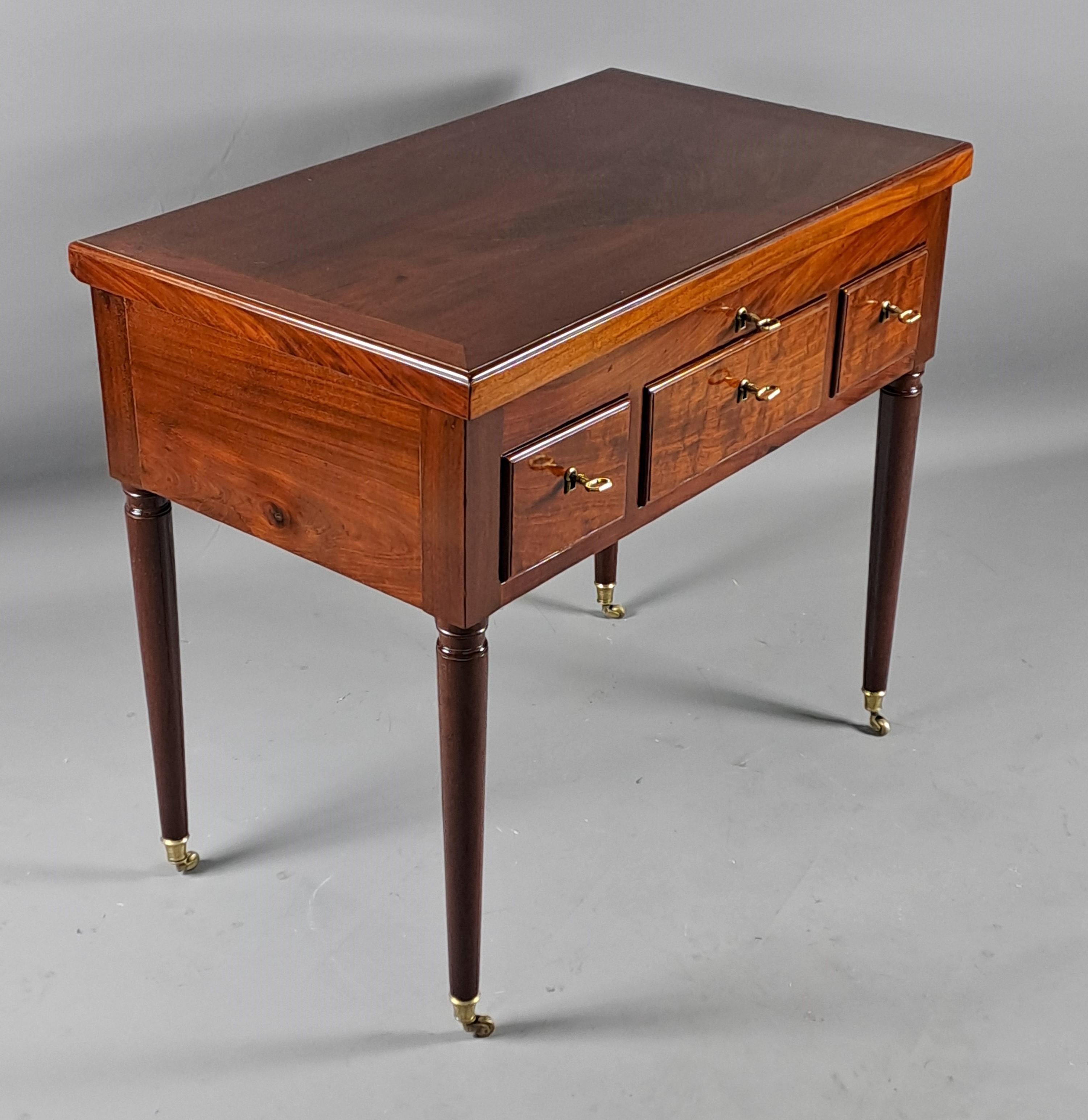 Carrara Marble Louis XVI Men's Dressing Table In Cuban Mahogany Stamped Jean-frederic Ratié In For Sale