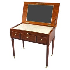Antique Louis XVI Men's Dressing Table In Cuban Mahogany Stamped Jean-frederic Ratié In