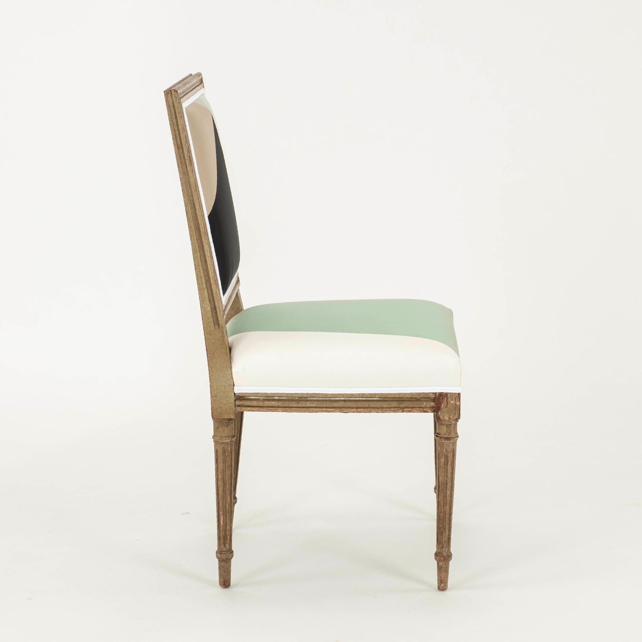 Louis XVI.  Miles Redd Cubist Silk Side Chair (Französisch) im Angebot