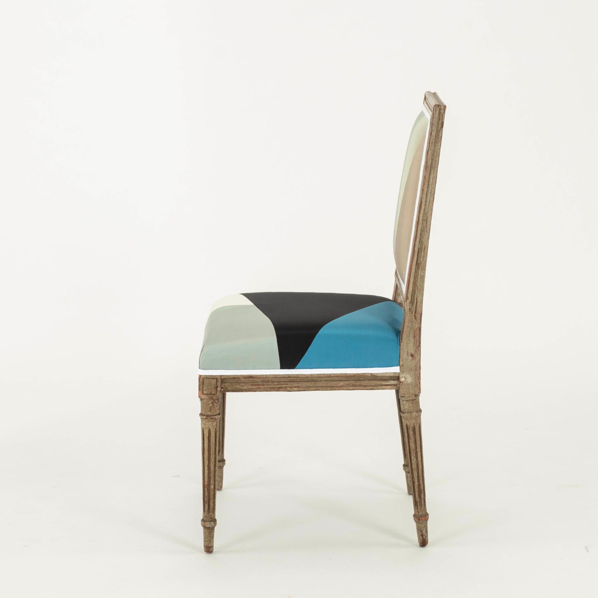 Louis XVI.  Miles Redd Cubist Silk Side Chair (Französisch)