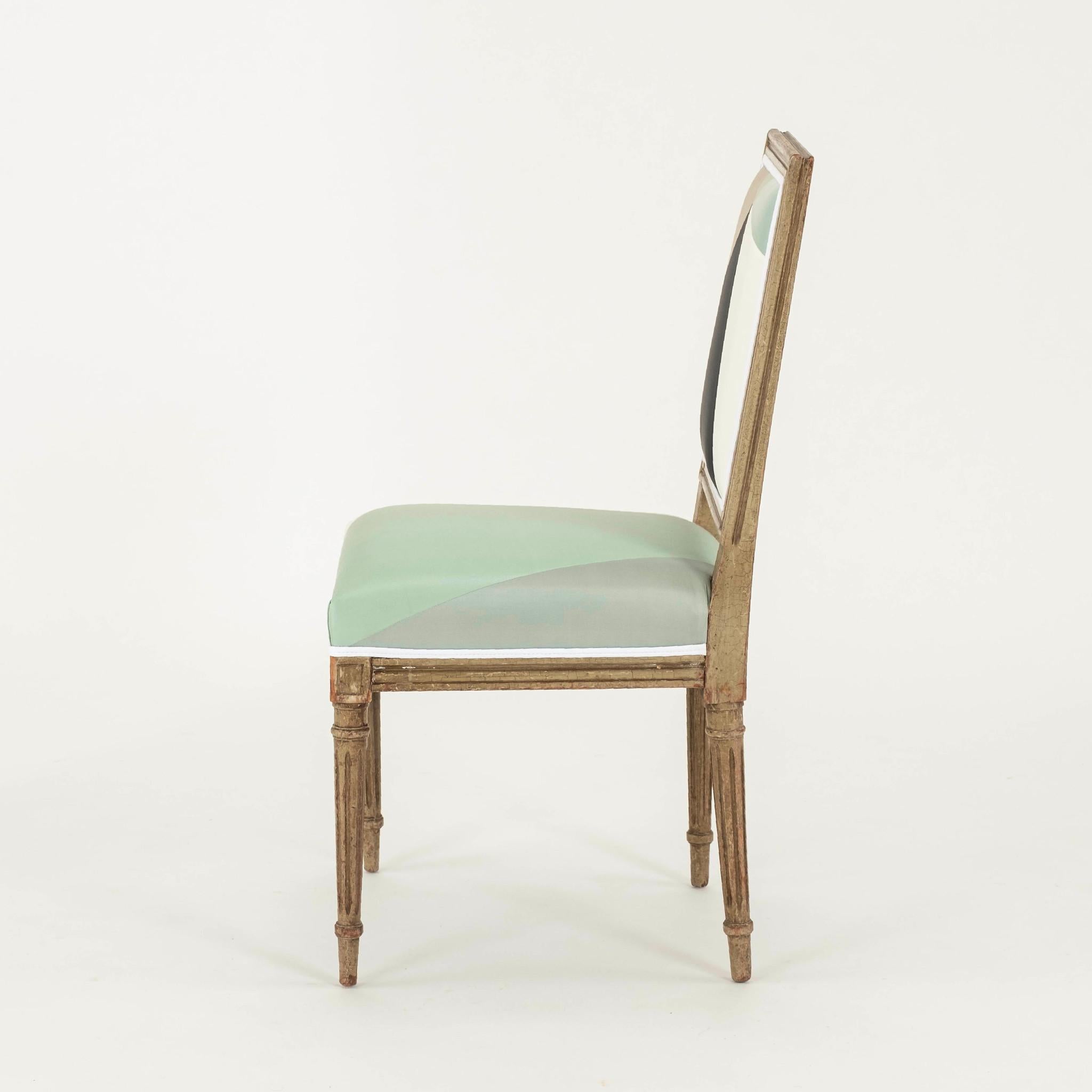 Louis XVI.  Miles Redd Cubist Silk Side Chair im Zustand „Gut“ im Angebot in Houston, TX