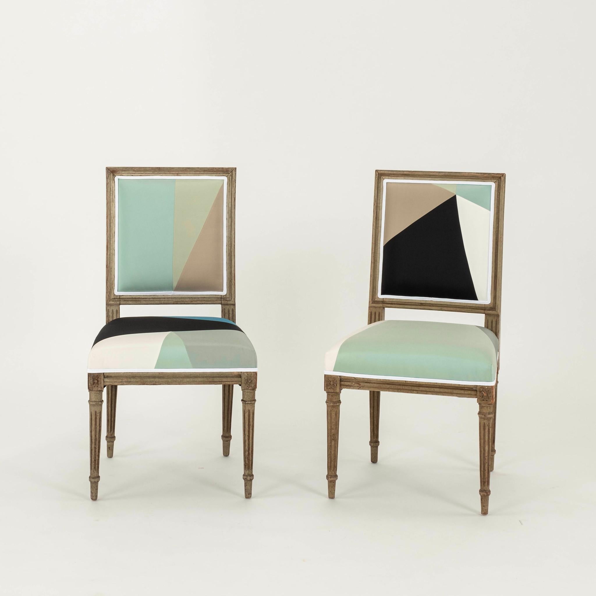 Louis XVI  Miles Redd Cubist Silk Side Chair For Sale 3