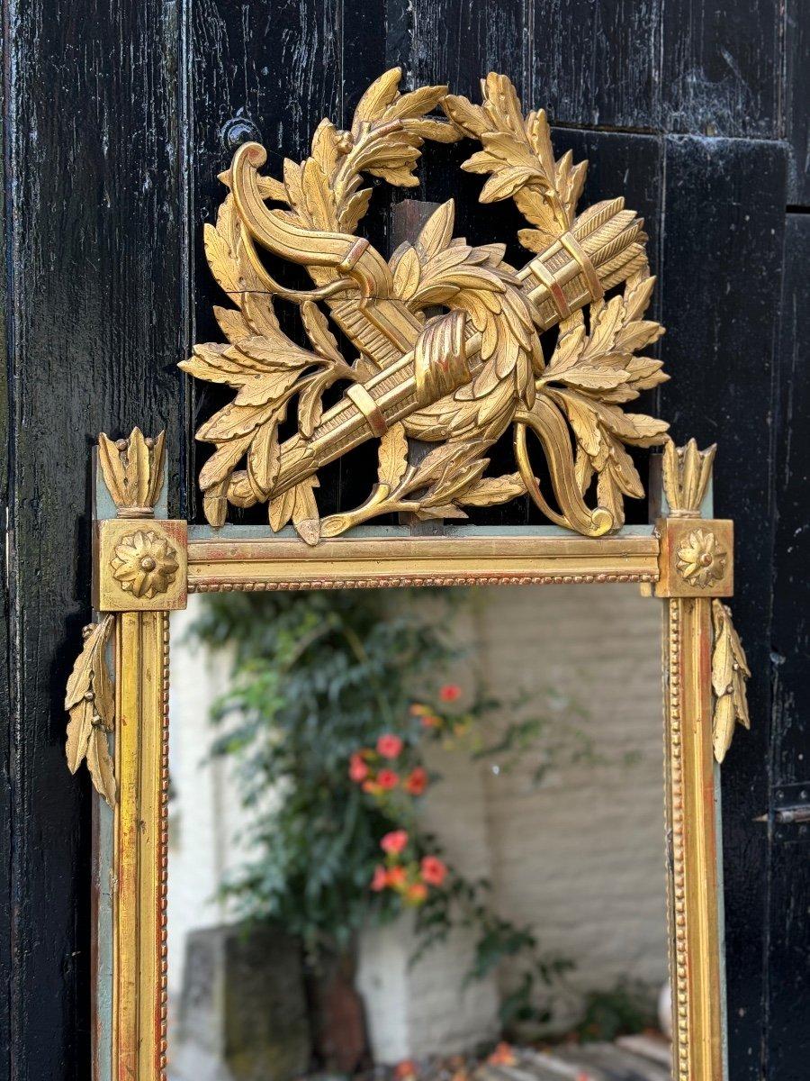 Glass Louis XVI Mirror Between Two In Carved And Gilded Wood, End Of The 18th Century For Sale