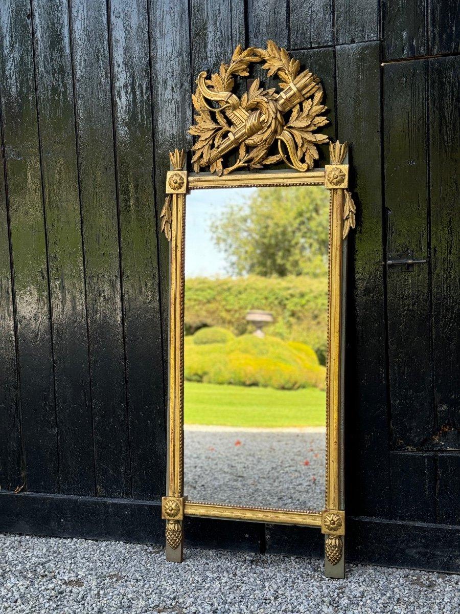 Louis XVI Mirror Between Two In Carved And Gilded Wood, End Of The 18th Century For Sale 4