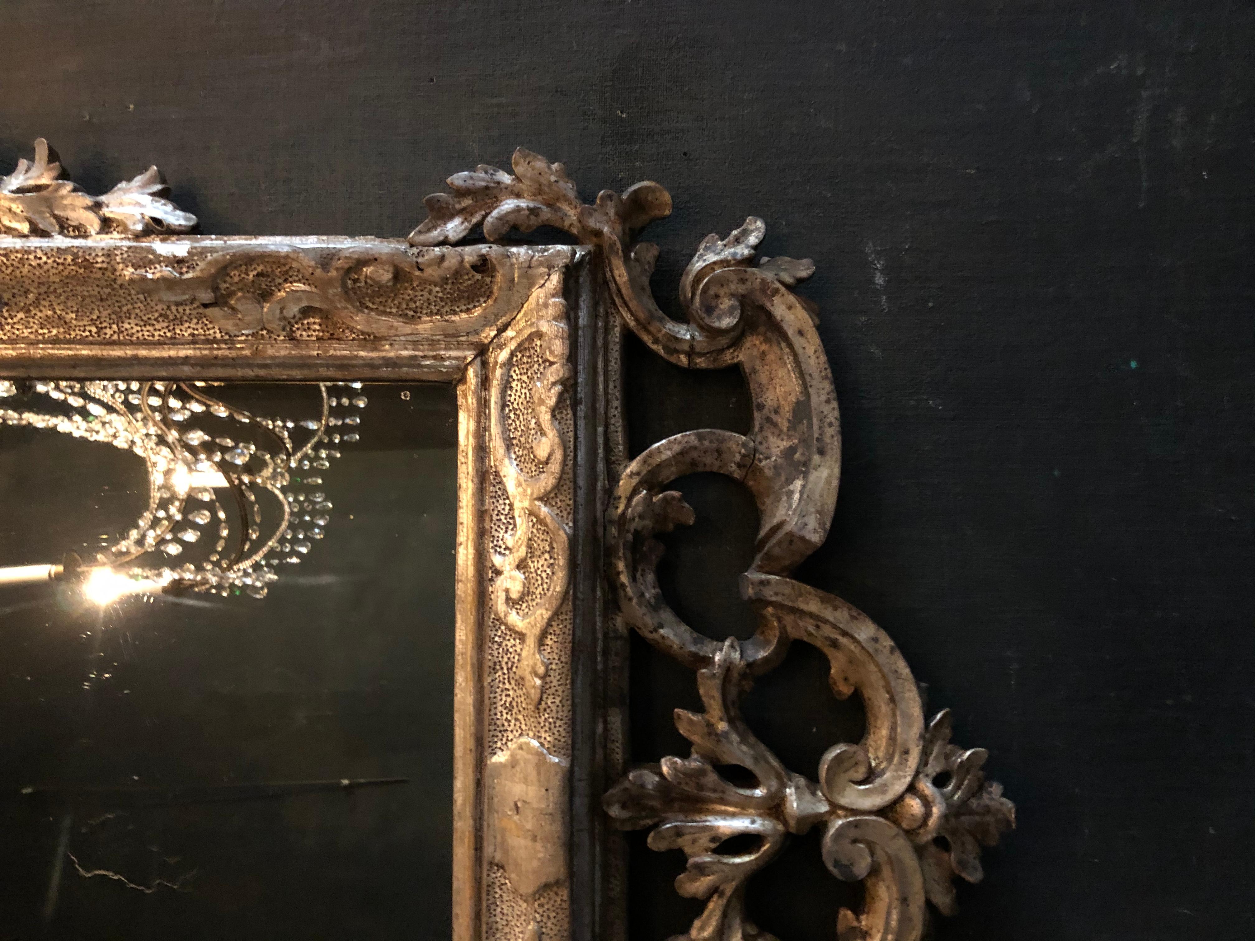 Louis XVI Mirror, Silver Patina In Fair Condition For Sale In Paris, FR