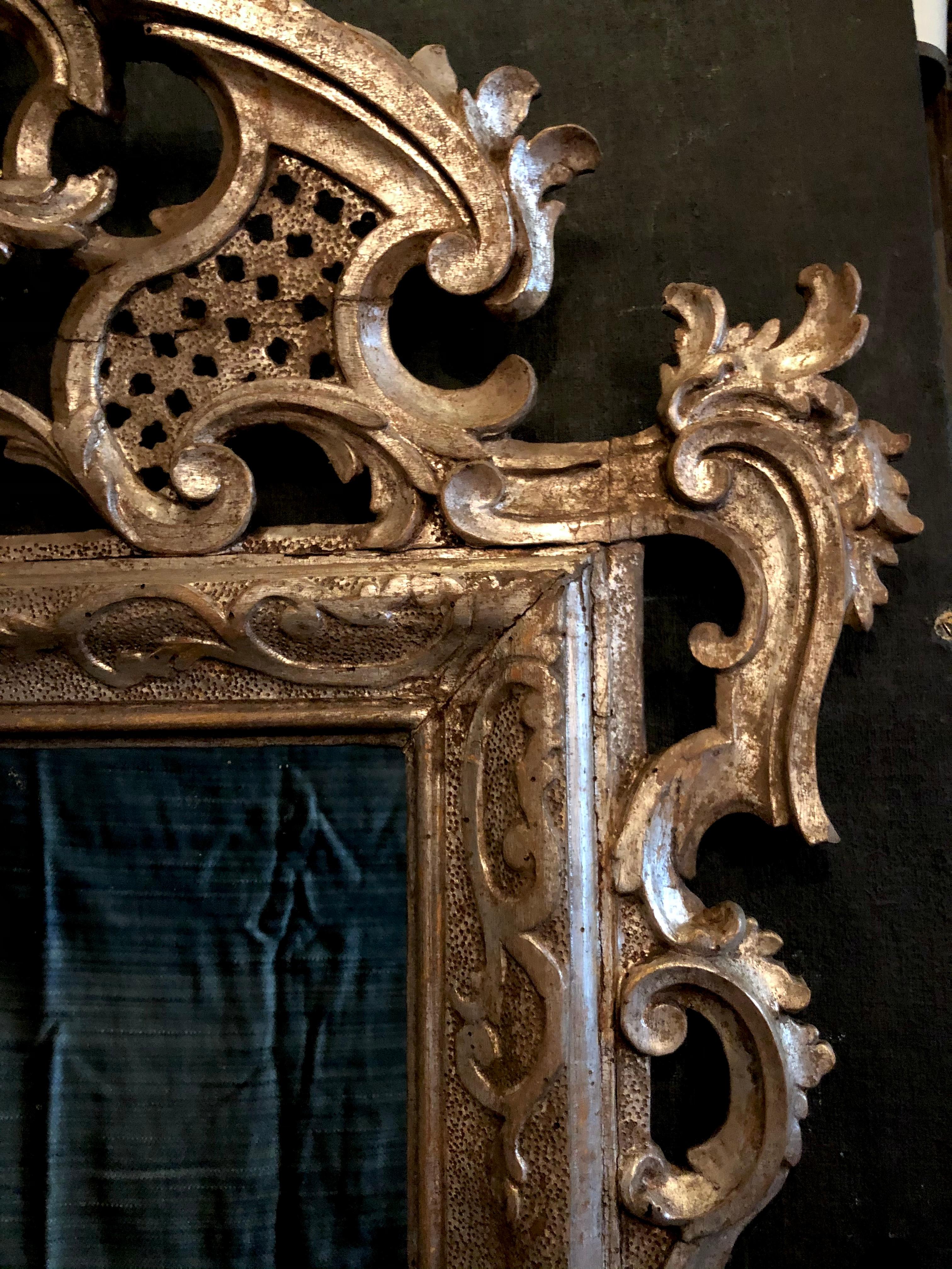 Louis XVI Mirror, Silver Patina For Sale 1