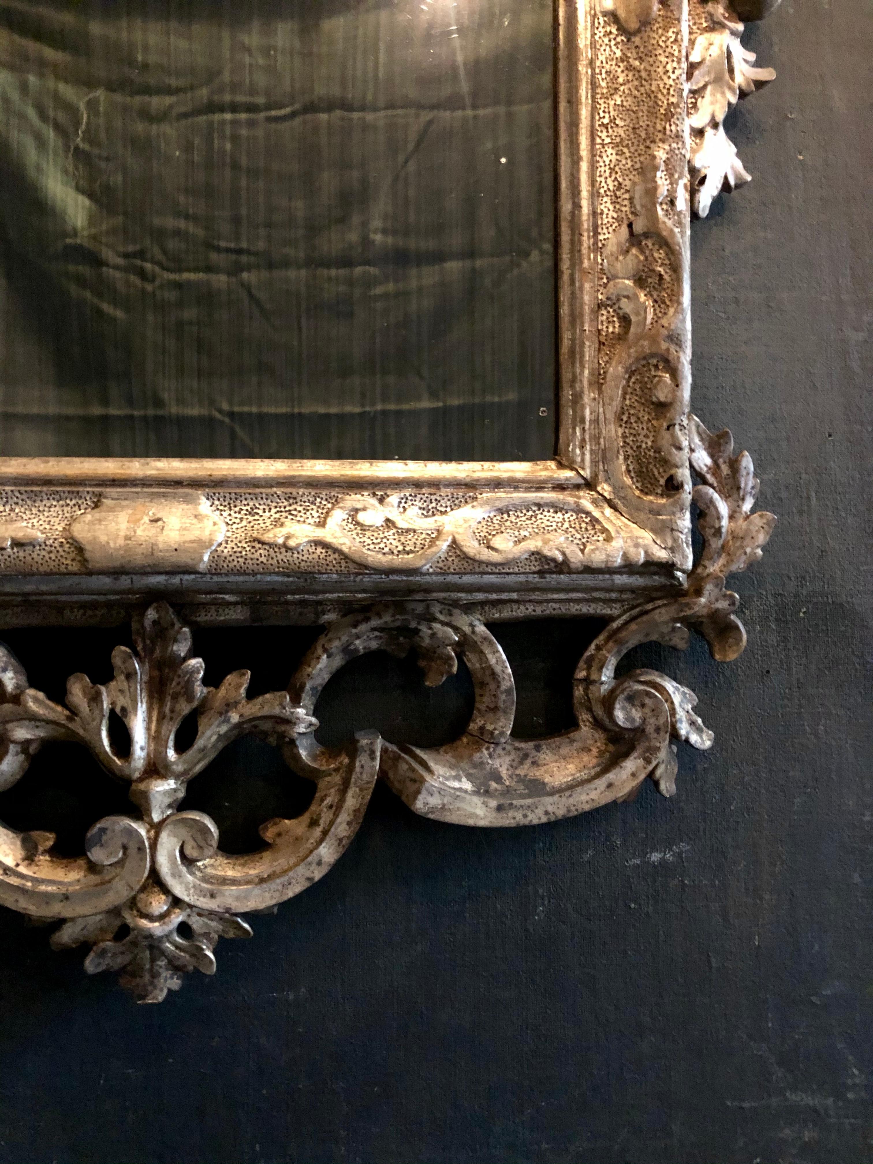 Louis XVI Mirror, Silver Patina For Sale 2