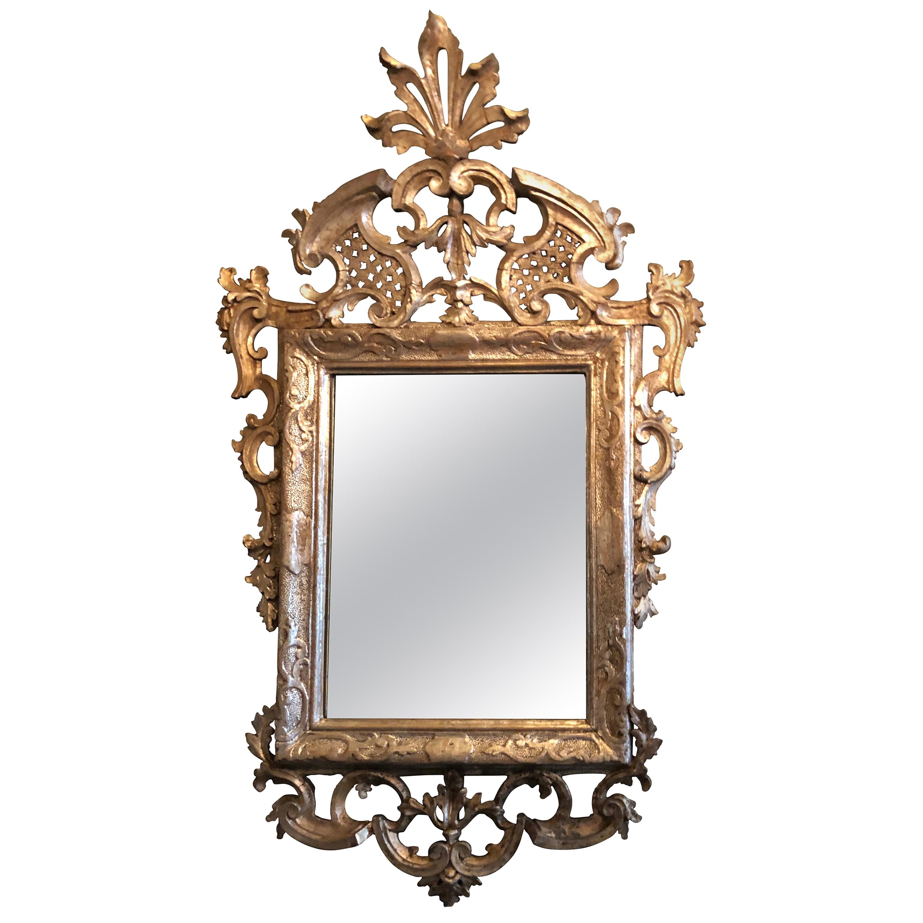 Louis XVI Mirror, Silver Patina For Sale
