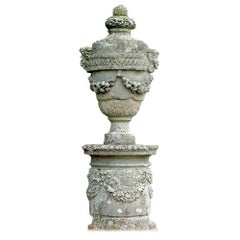 Louis XVI Monumental Perspective Urn in Limestone