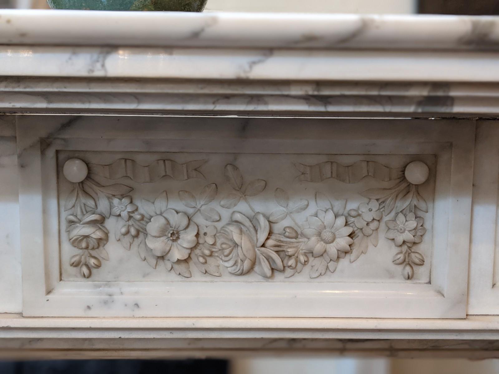 French Louis XVI Multi Colors Marble Mantel from France For Sale