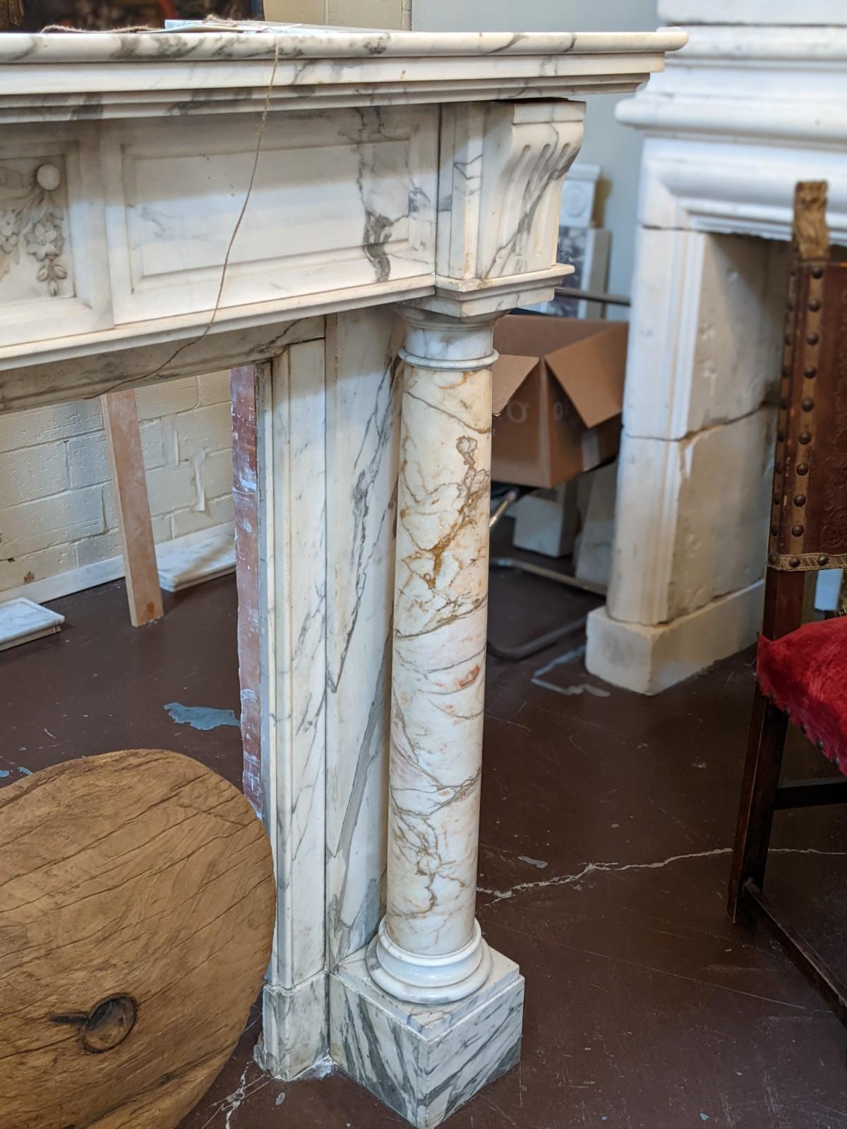 Louis XVI Multi Colors Marble Mantel from France In Good Condition For Sale In Dallas, TX