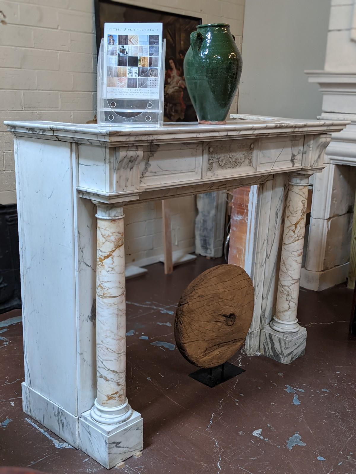 19th Century Louis XVI Multi Colors Marble Mantel from France For Sale