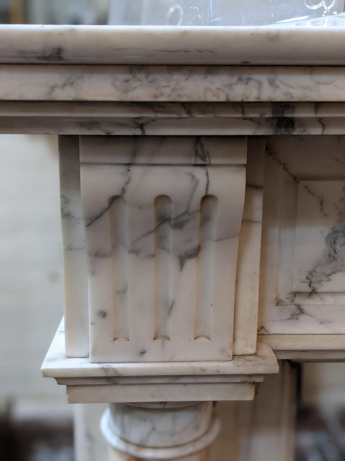 Louis XVI Multi Colors Marble Mantel from France For Sale 2