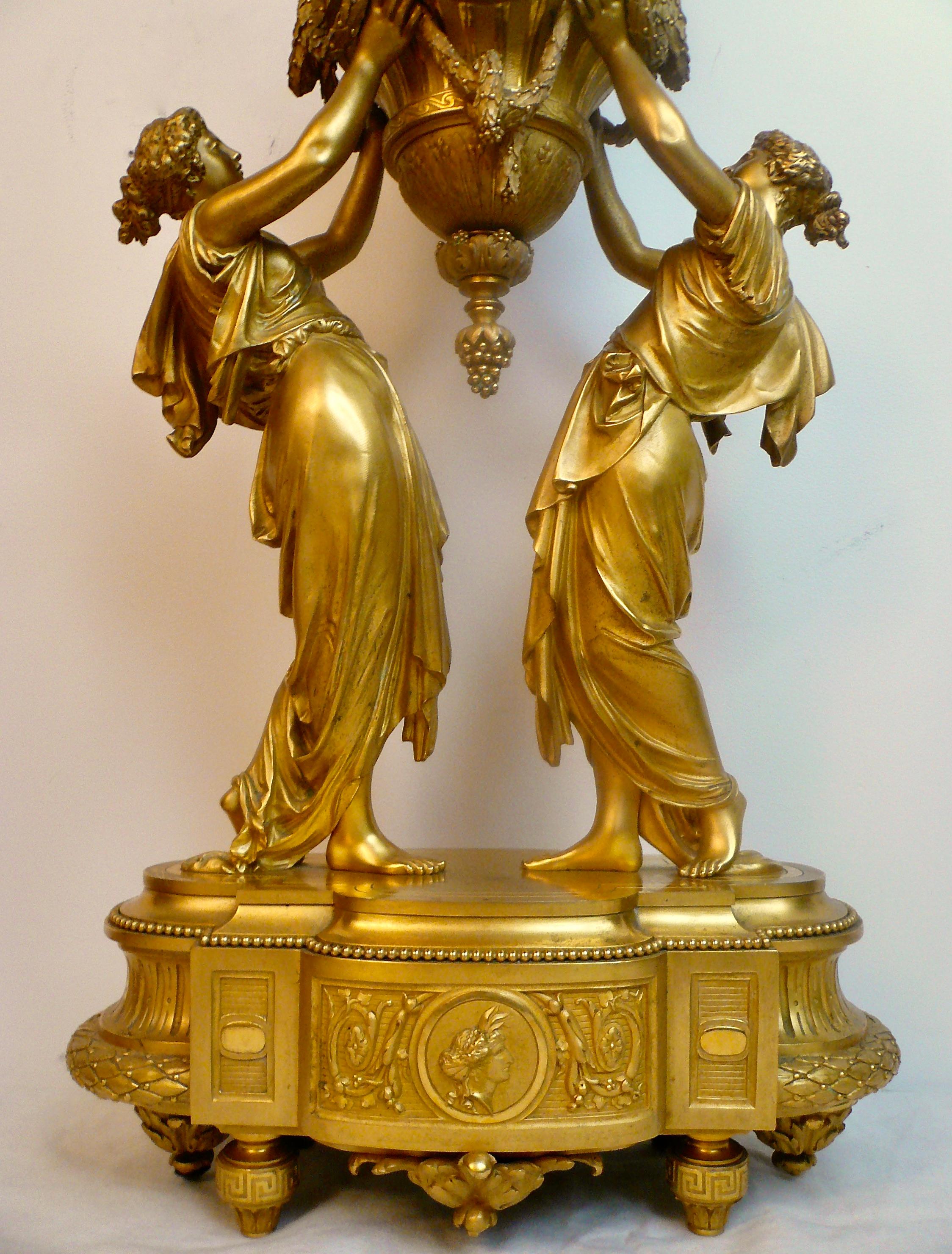 Louis XVI Neo-Classical Style Figural Ormolu Clock by Charpentier & Cie For Sale 7