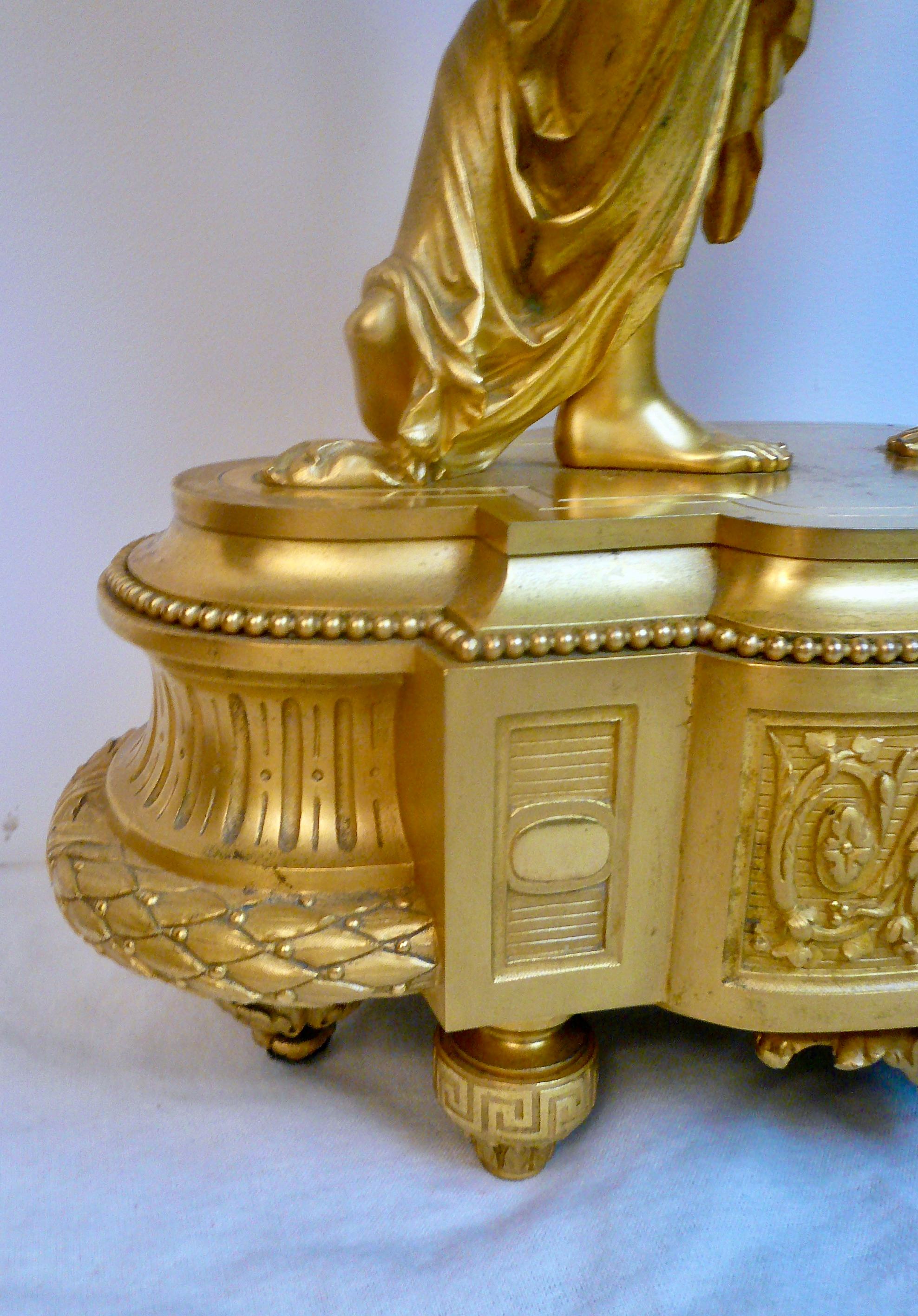 Neoclassical Louis XVI Neo-Classical Style Figural Ormolu Clock by Charpentier & Cie For Sale