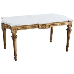 Louis XVI Neoclassical Carrara Marble Cocktail Table