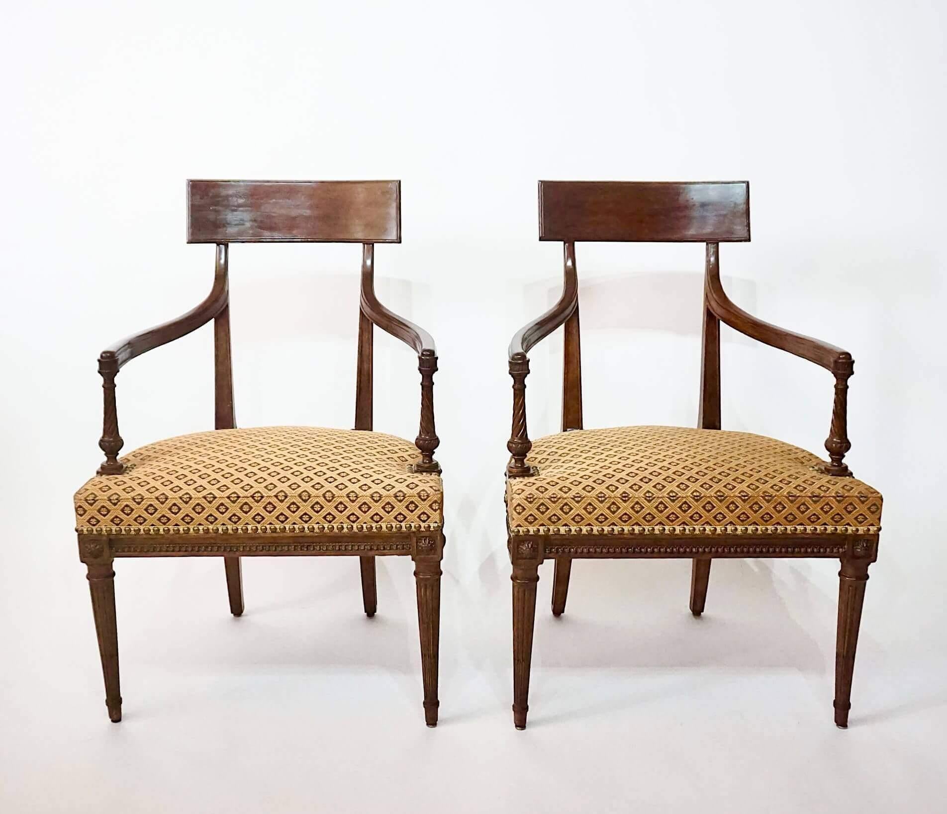 French Louis XVI Neoclassical Fauteuils Attributed to Georges Jacob, Pair, circa 1785 For Sale