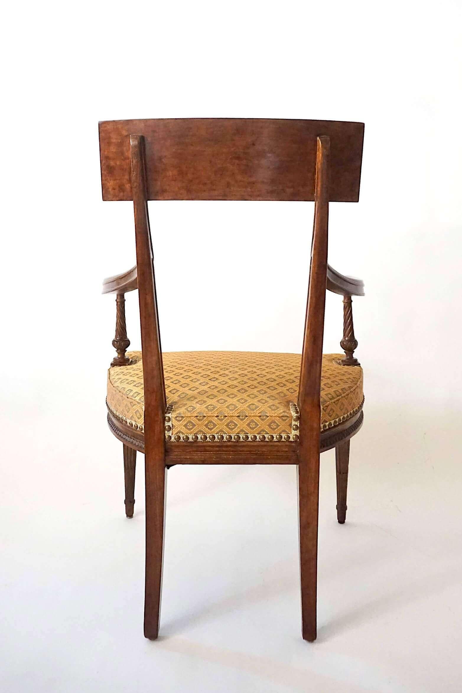 Brass Louis XVI Neoclassical Fauteuils Attributed to Georges Jacob, Pair, circa 1785 For Sale