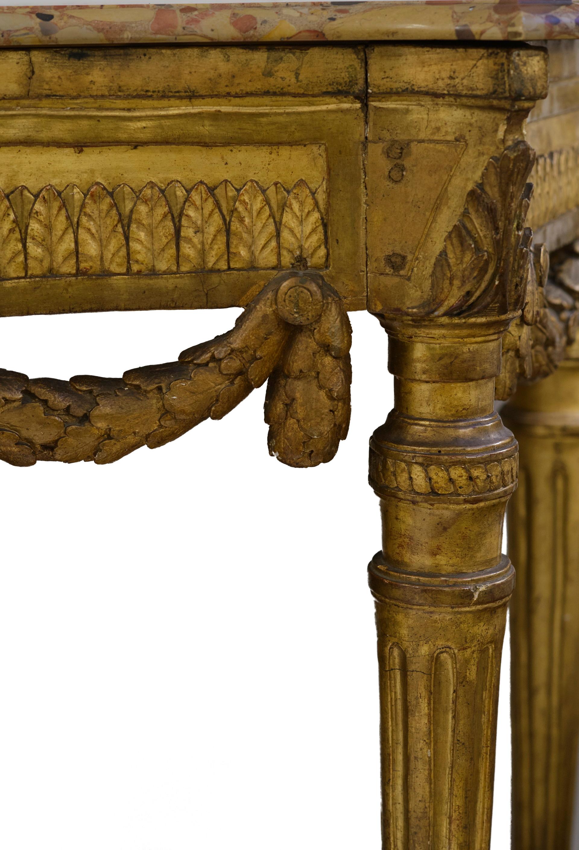 Neoklassizistische Konsole aus vergoldetem Holz, Louis XVI.-Stil (Neoklassisch) im Angebot