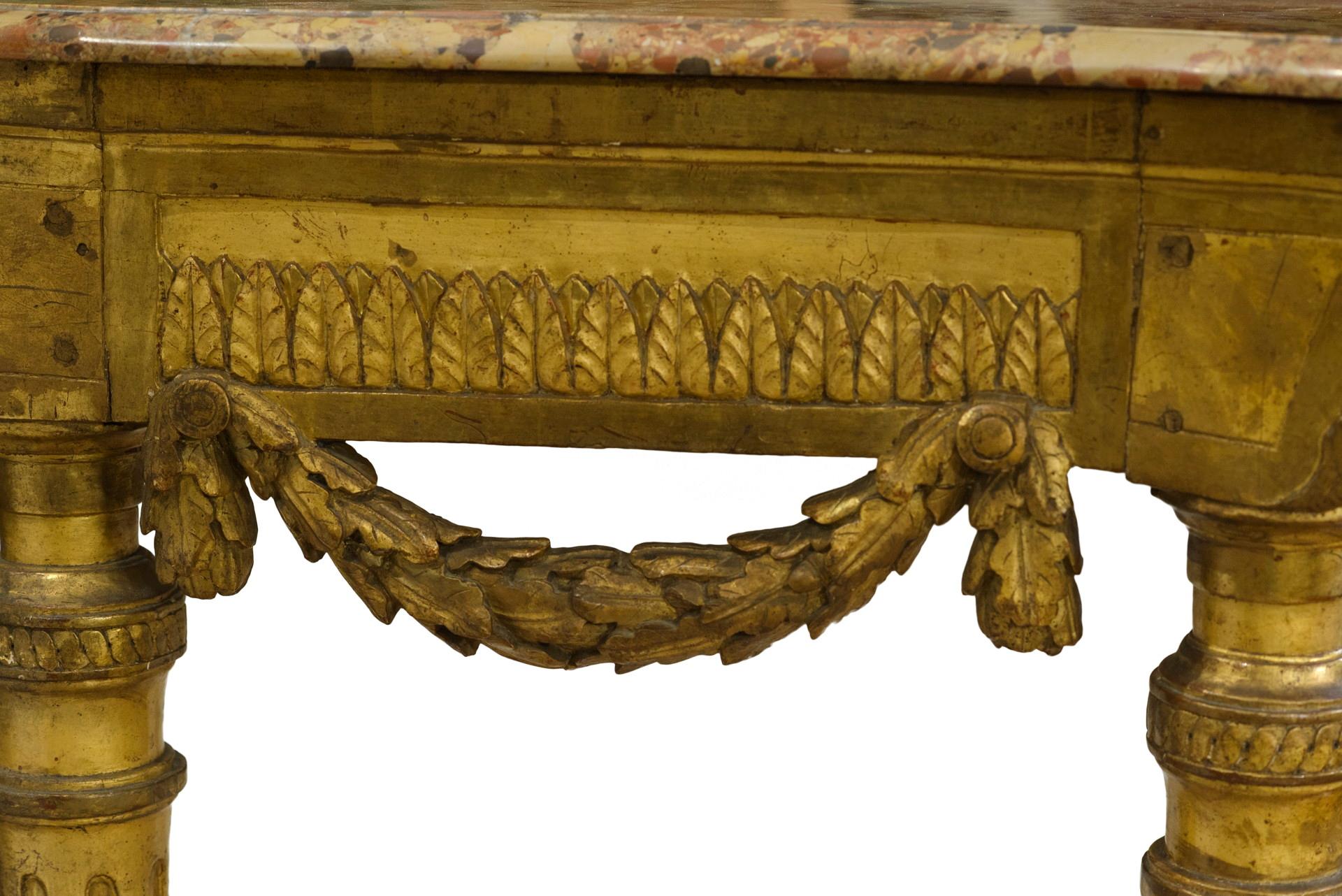 Neoklassizistische Konsole aus vergoldetem Holz, Louis XVI.-Stil (Buchenholz) im Angebot