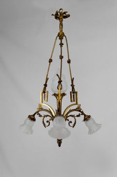 Louis XVI / Neoclassical style chandelier in gilded bronze, France, Circa 1900