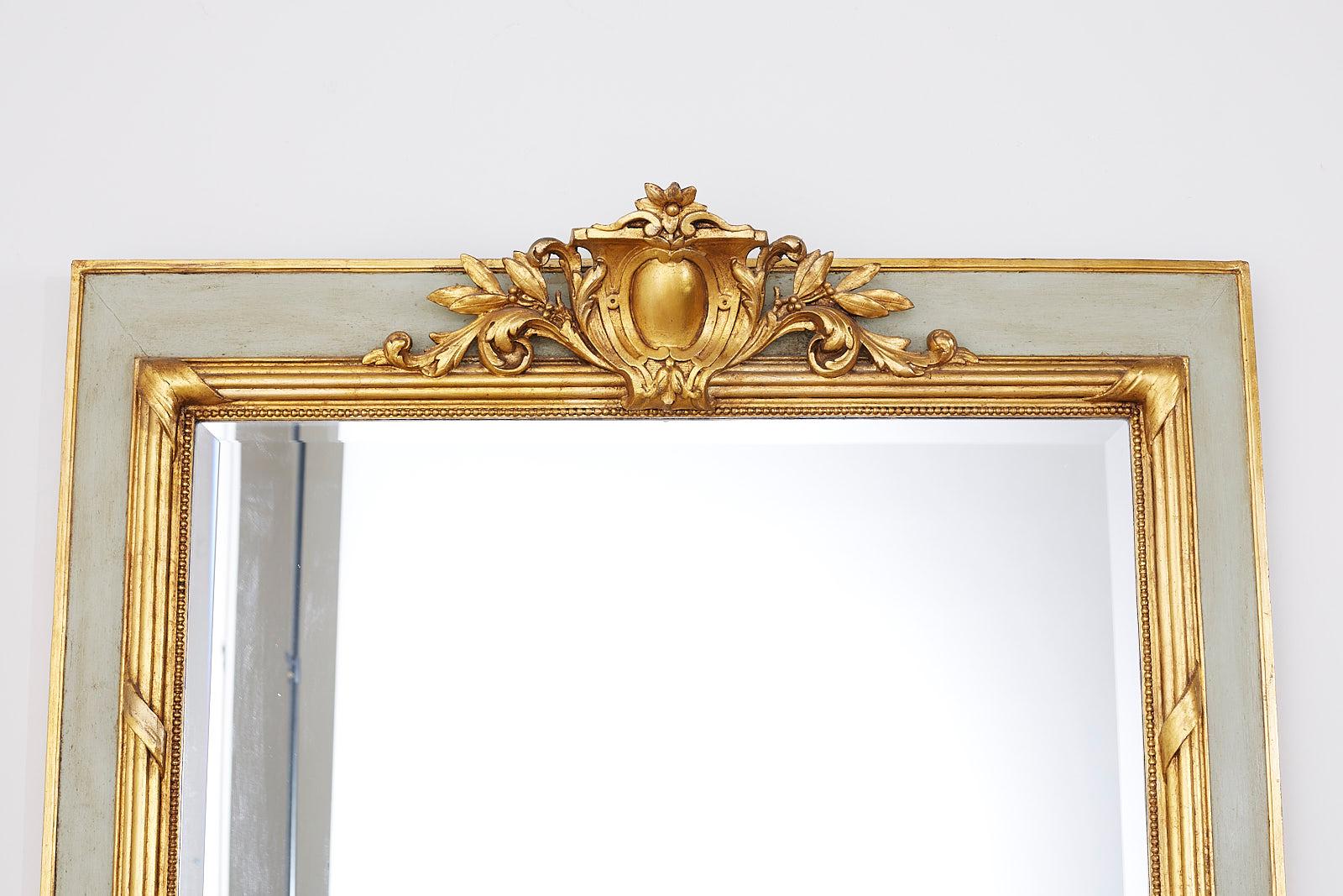 Beveled Louis XVI Neoclassical Style Giltwood Trumeau or Pier Glass