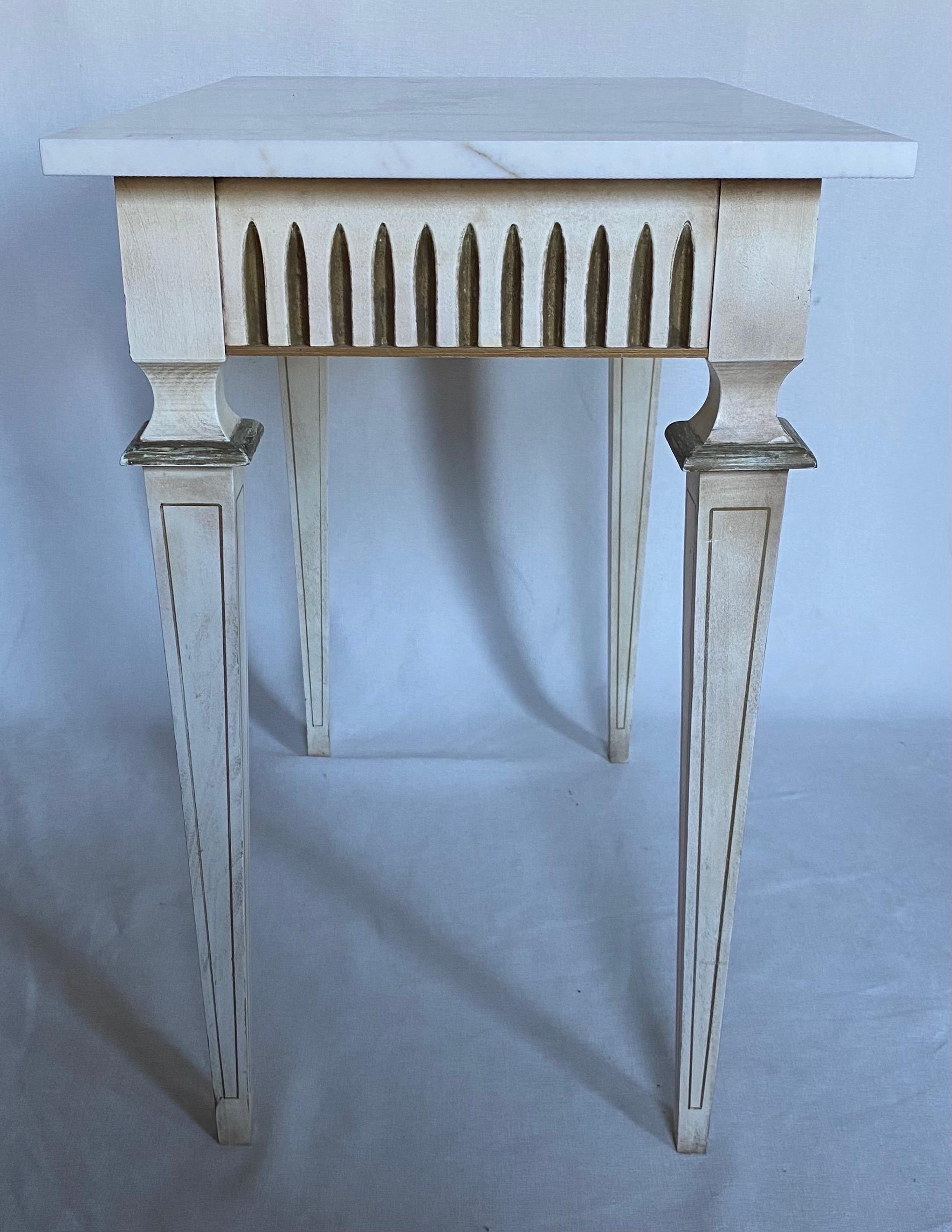 Carved Louis XVI Neoclassical Style Italian Marble Console or Center Table For Sale