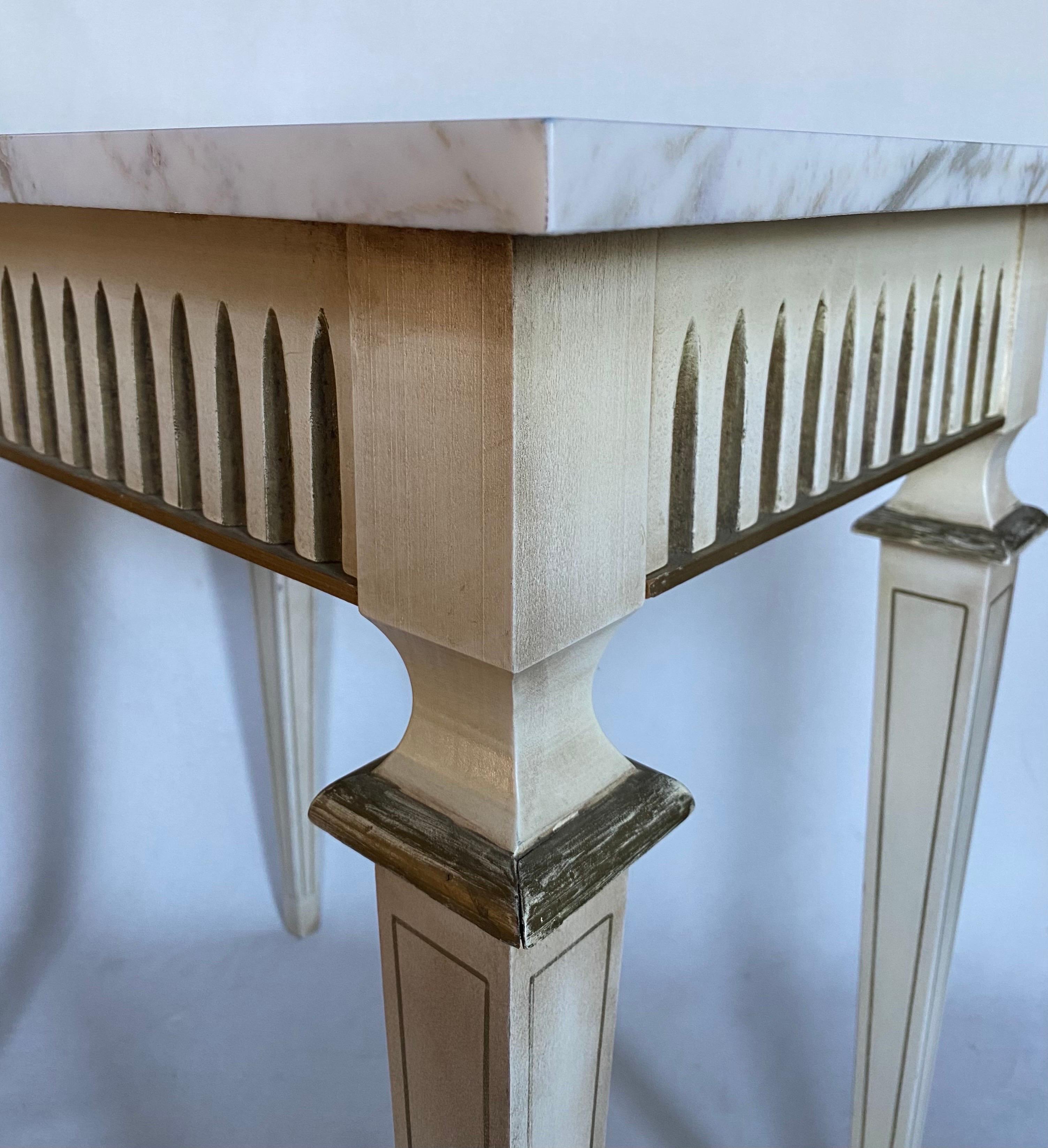 Wood Louis XVI Neoclassical Style Italian Marble Console or Center Table For Sale