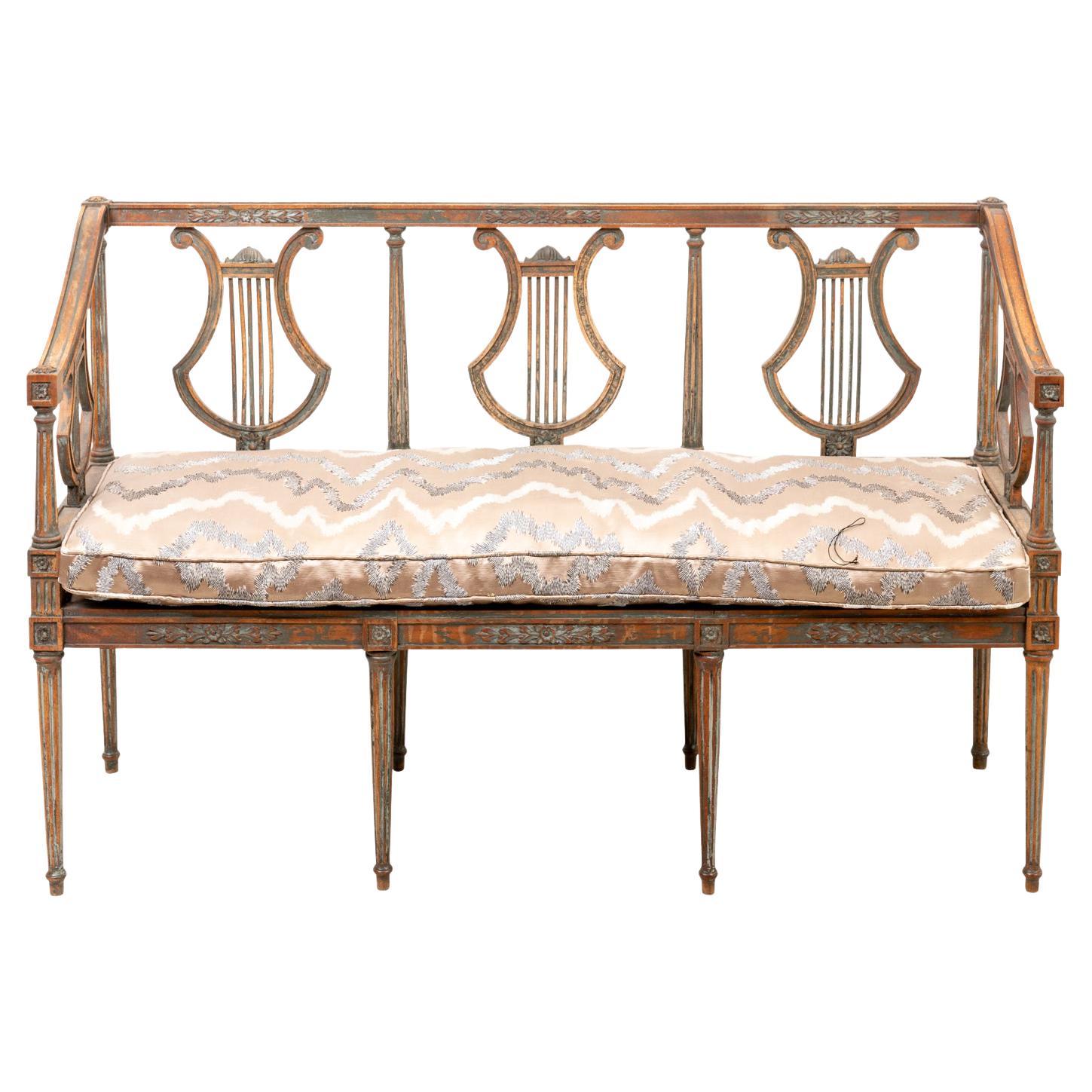 Louis XVI Neoclassical Style Lyre Back Bench
